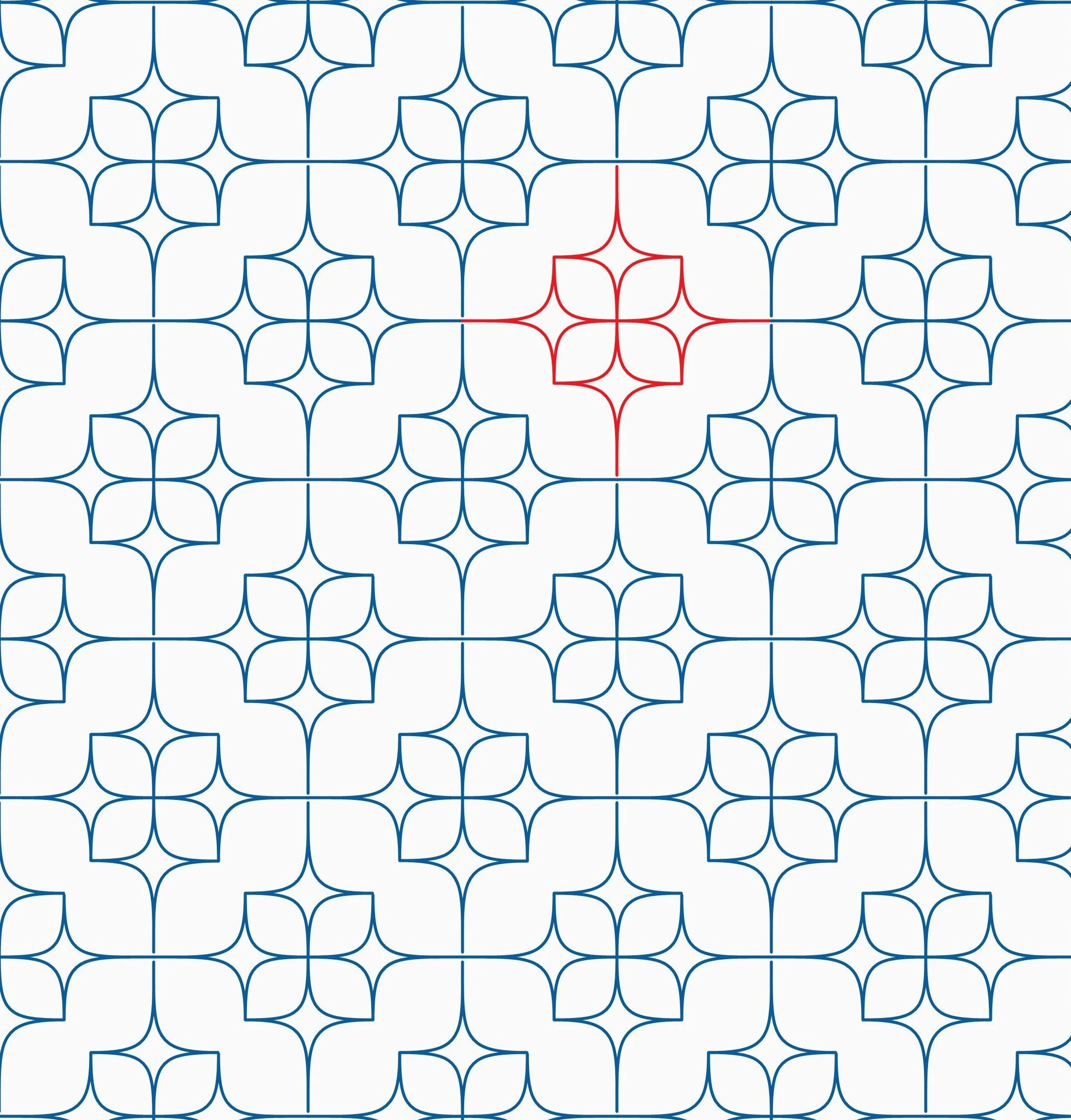 Optical illusion pattern with interconnected blue and red lines creating a geometric design.