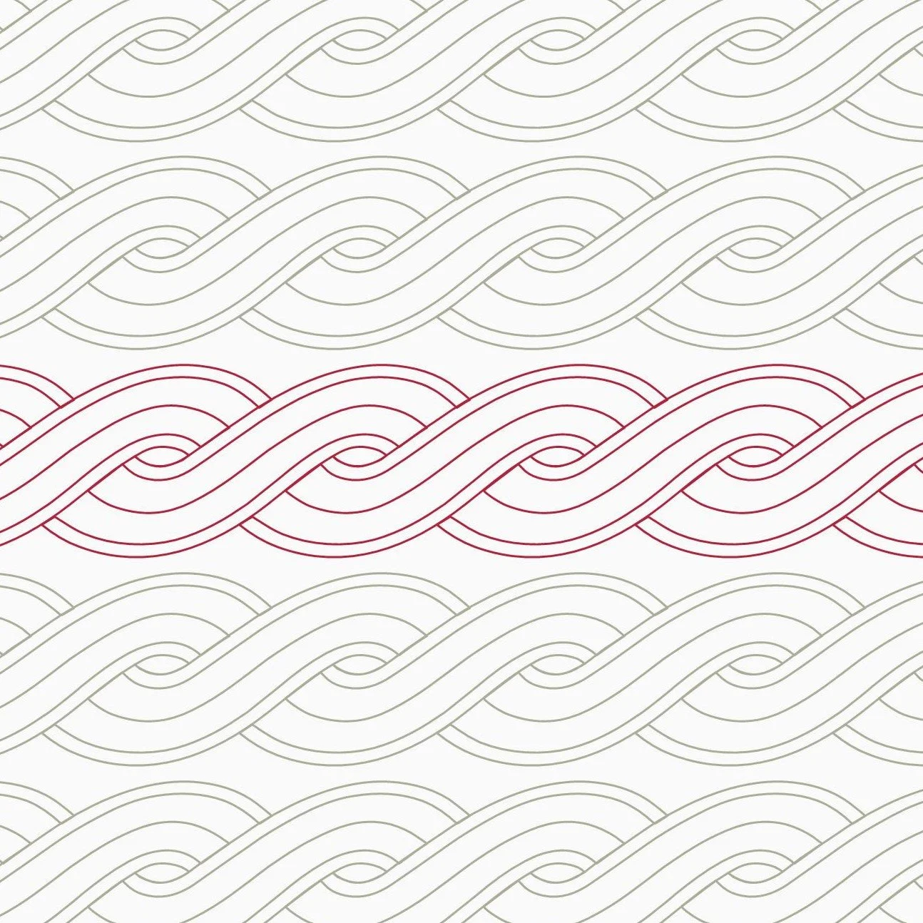 Pattern of interconnected wavy lines, predominantly in light gray, with one row in dark red.