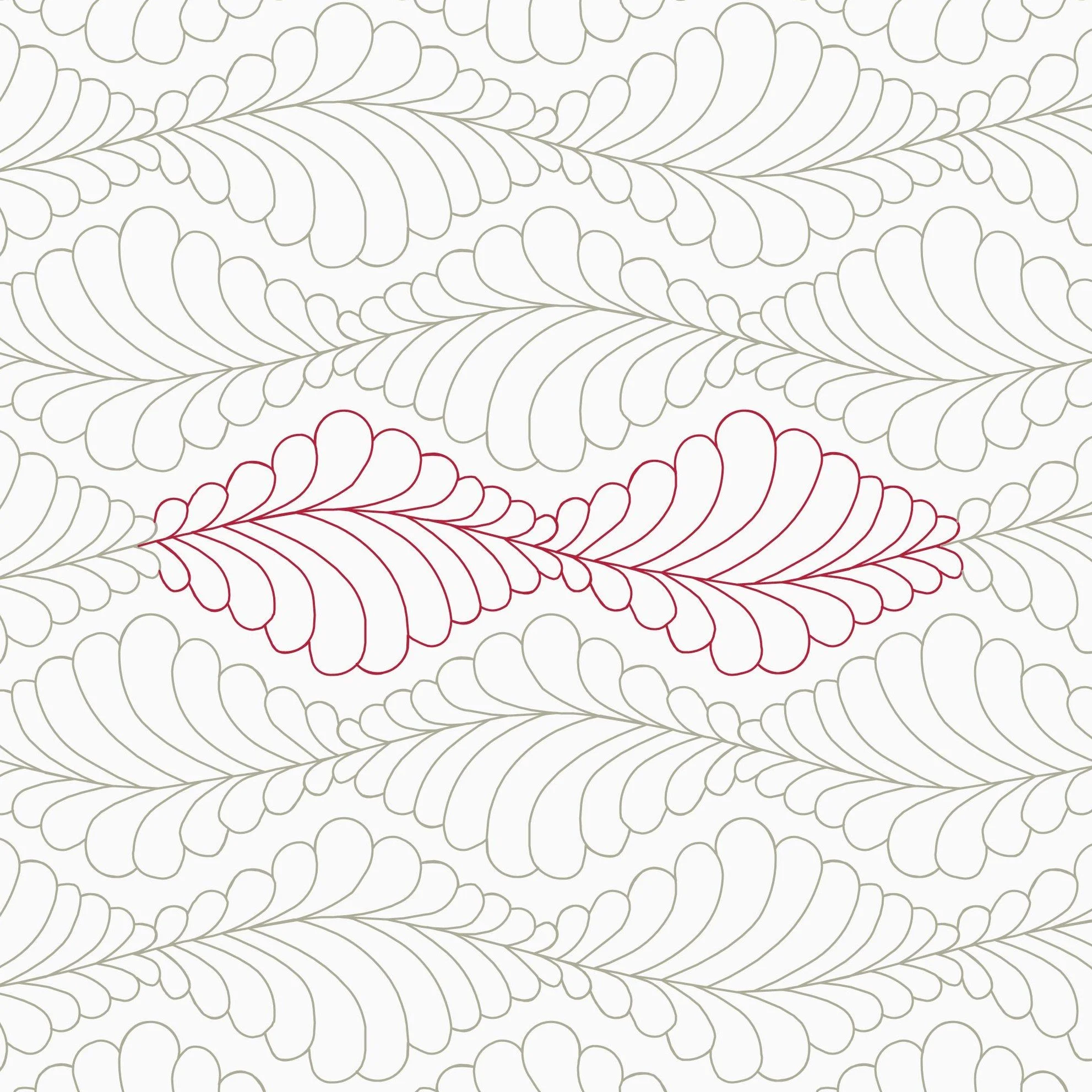 Pattern of stylized leaves in beige and burgundy colors.