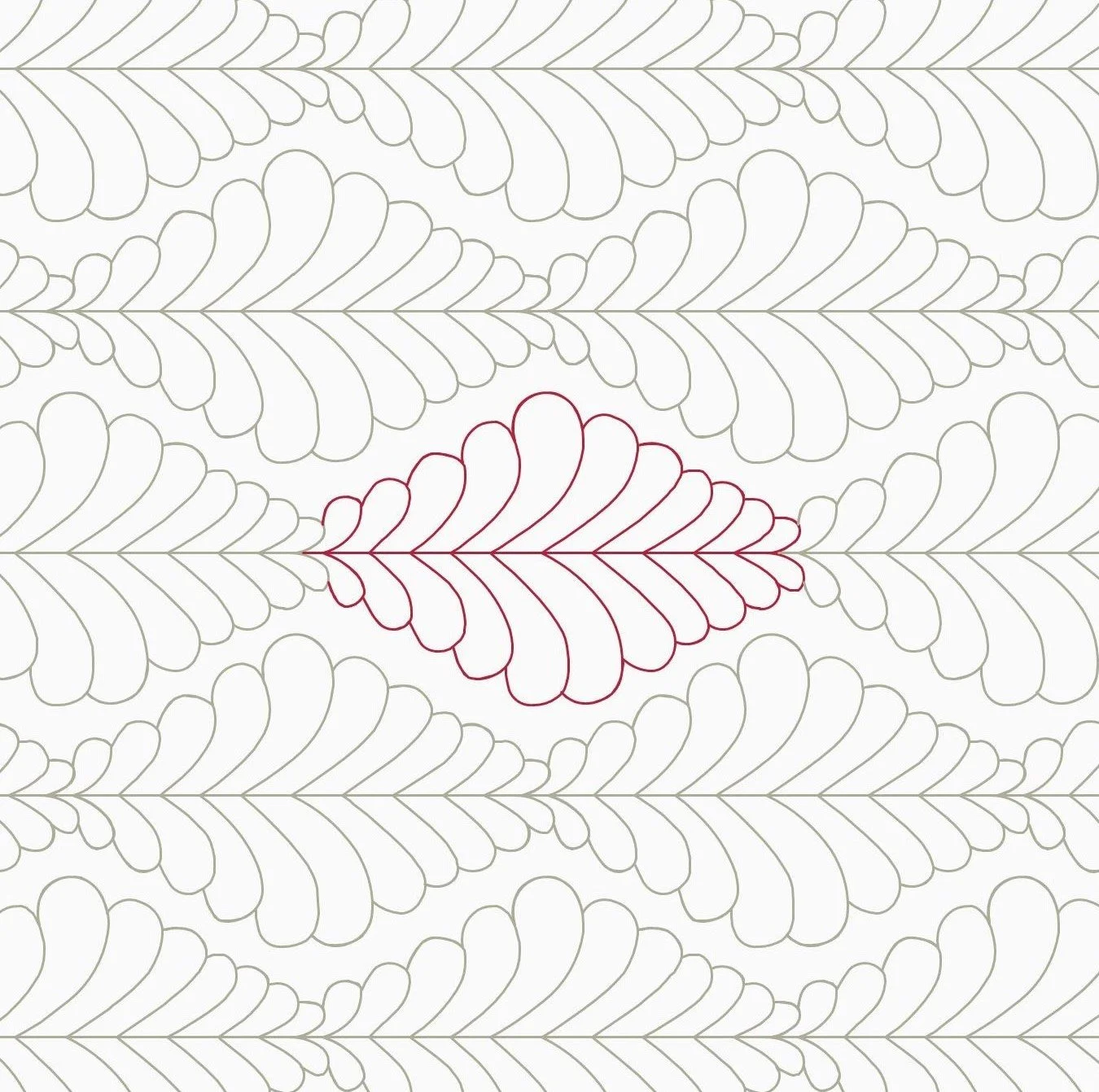 Pattern of leaf outlines, with one red leaf-shaped outline in the center.