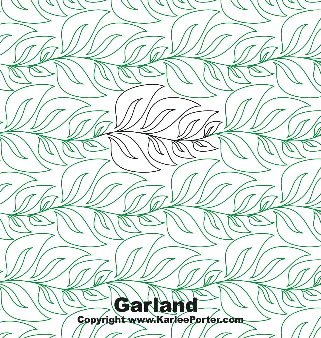 An outline illustration of a garland made of leaves with a mix of green and black lines, displayed on a white background.
