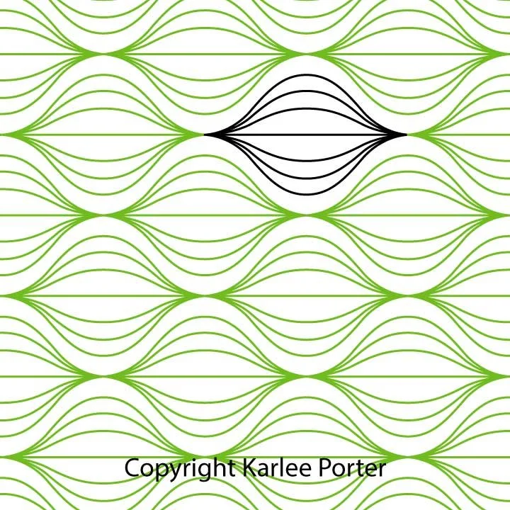 An abstract pattern of green and black curved lines creating a flowing design, with a copyright notice at the bottom that says "Copyright Karlee Porter."