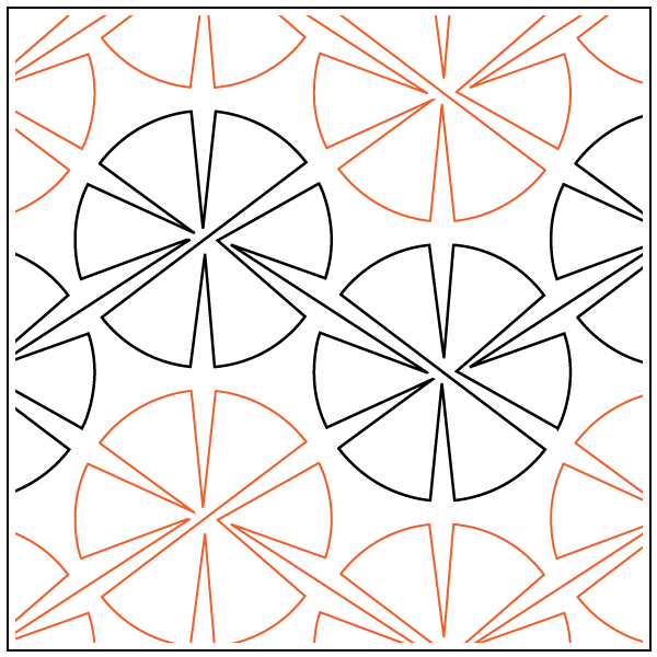 Pattern of orange and black citrus slices on a white background.