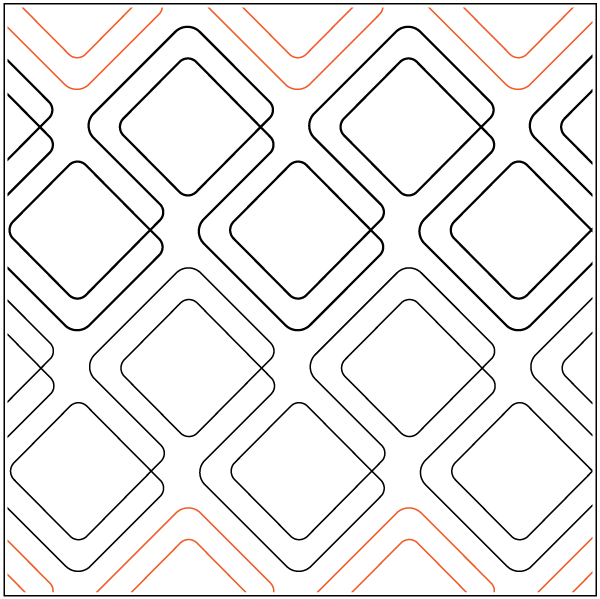 Pattern of overlapping diamond shapes outlined in black and red on a white background.