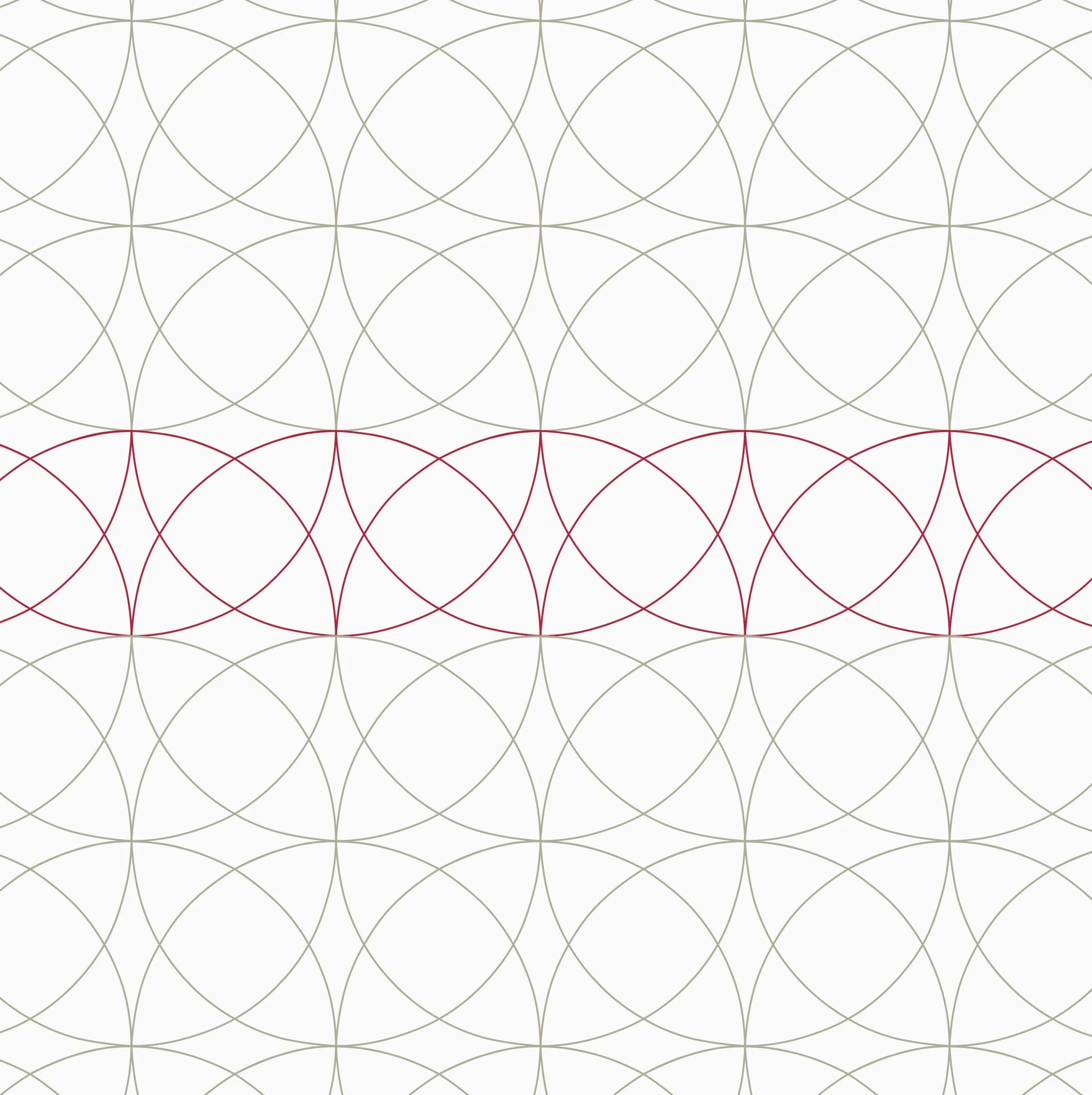 A pattern of overlapping circles in gray and red on a white background.