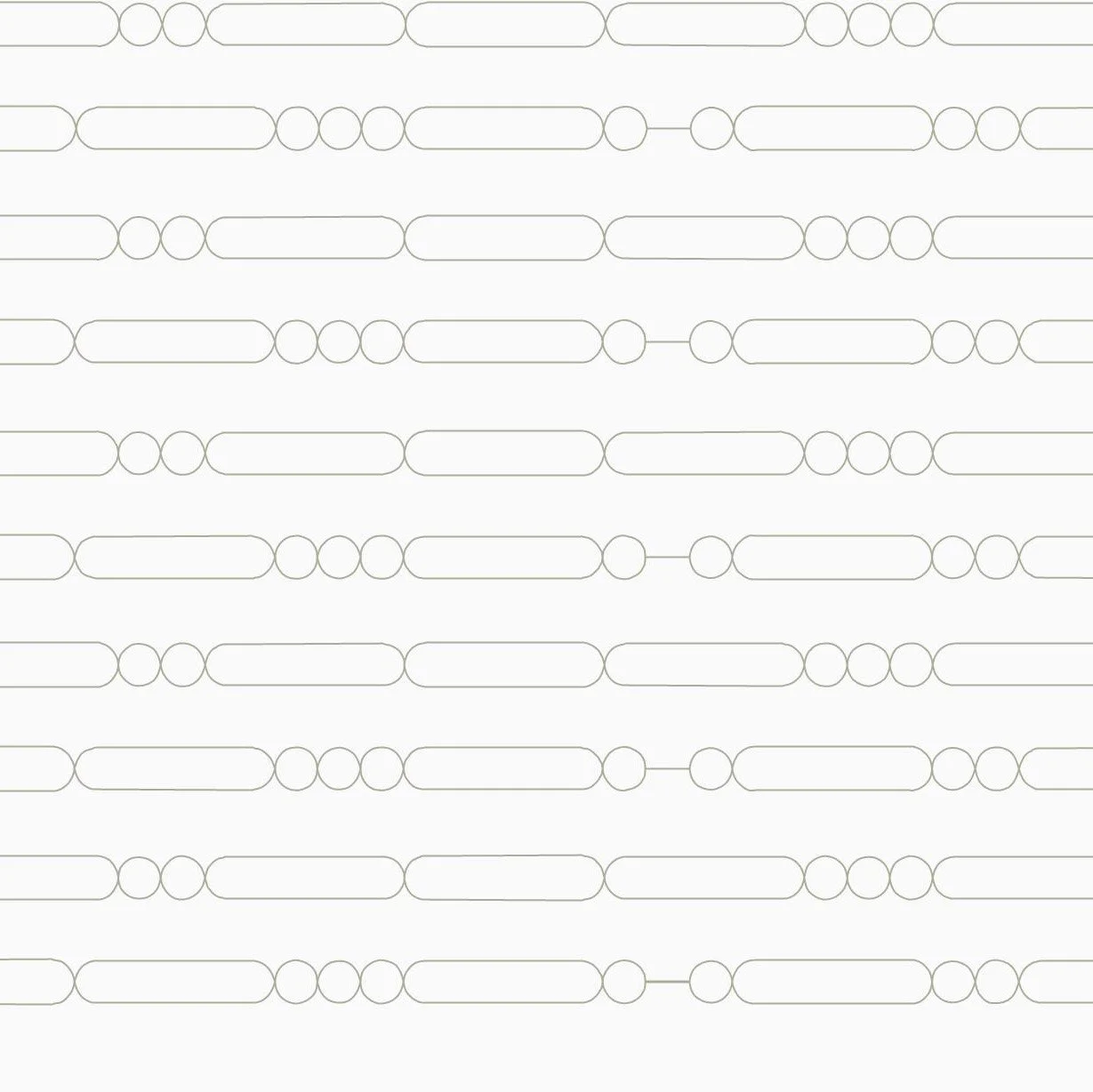 A pattern of elongated ovals and circles arranged in horizontal lines, with the ovals connected by lines and the circles placed along the connections.