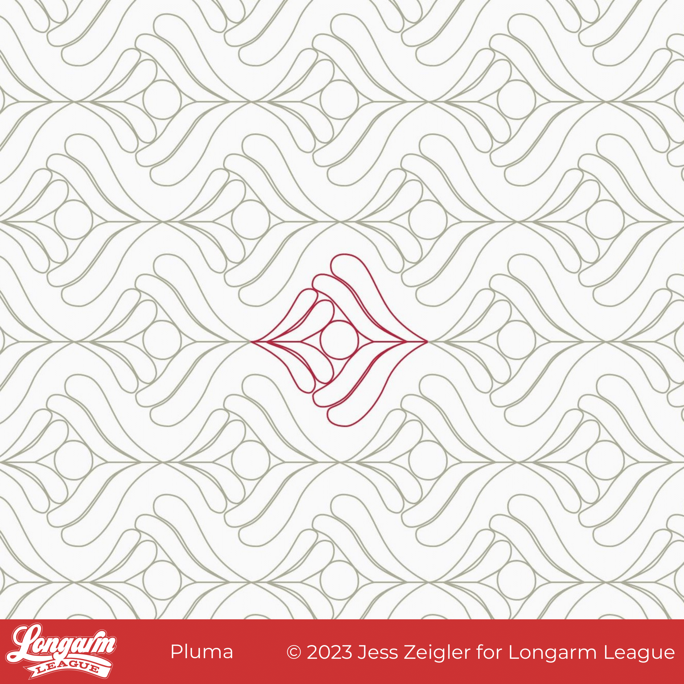A pattern of geometric lines and shapes in beige with a section outlined in red.