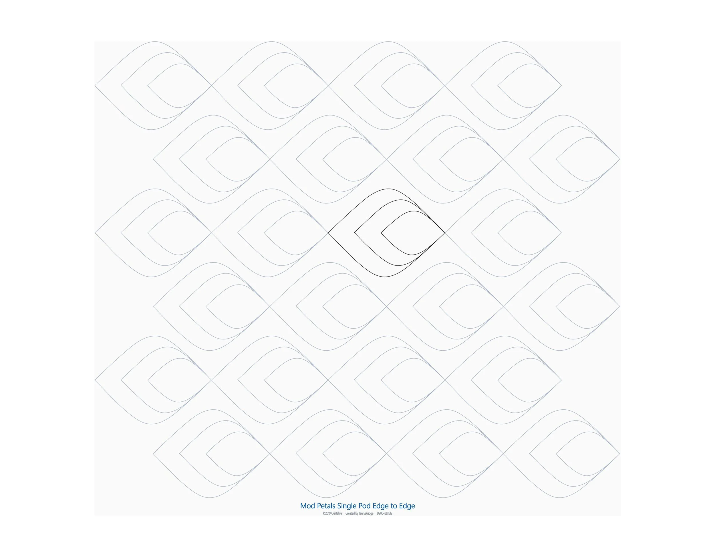 A pattern template displaying a series of petal-shaped outlines arranged in a grid with varying inner and outer edges.