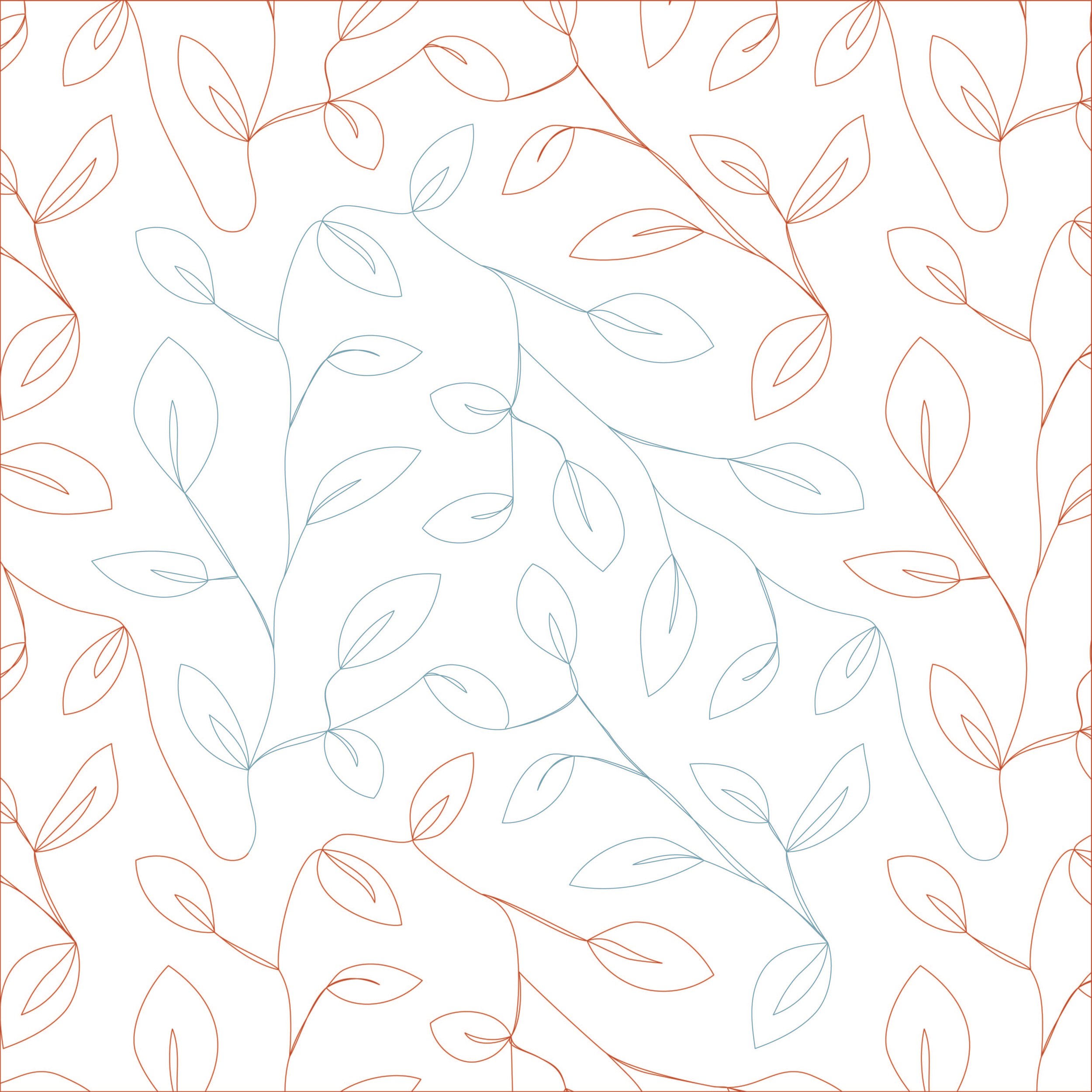 Outline of intertwined leaves forming a botanical pattern on a white background.