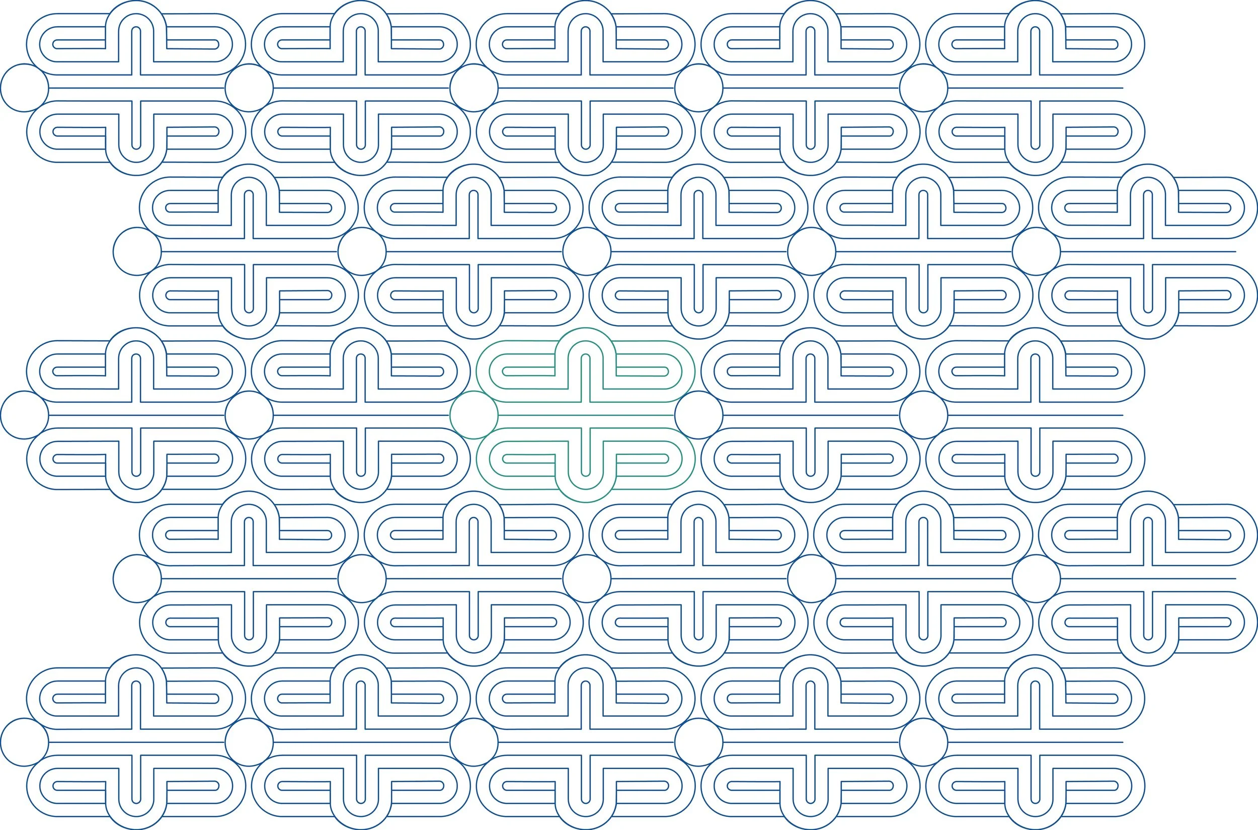 A maze with interconnected pathways and circular dead ends.