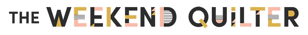 Text saying "The Weekend Quilter" with colorful block letters.