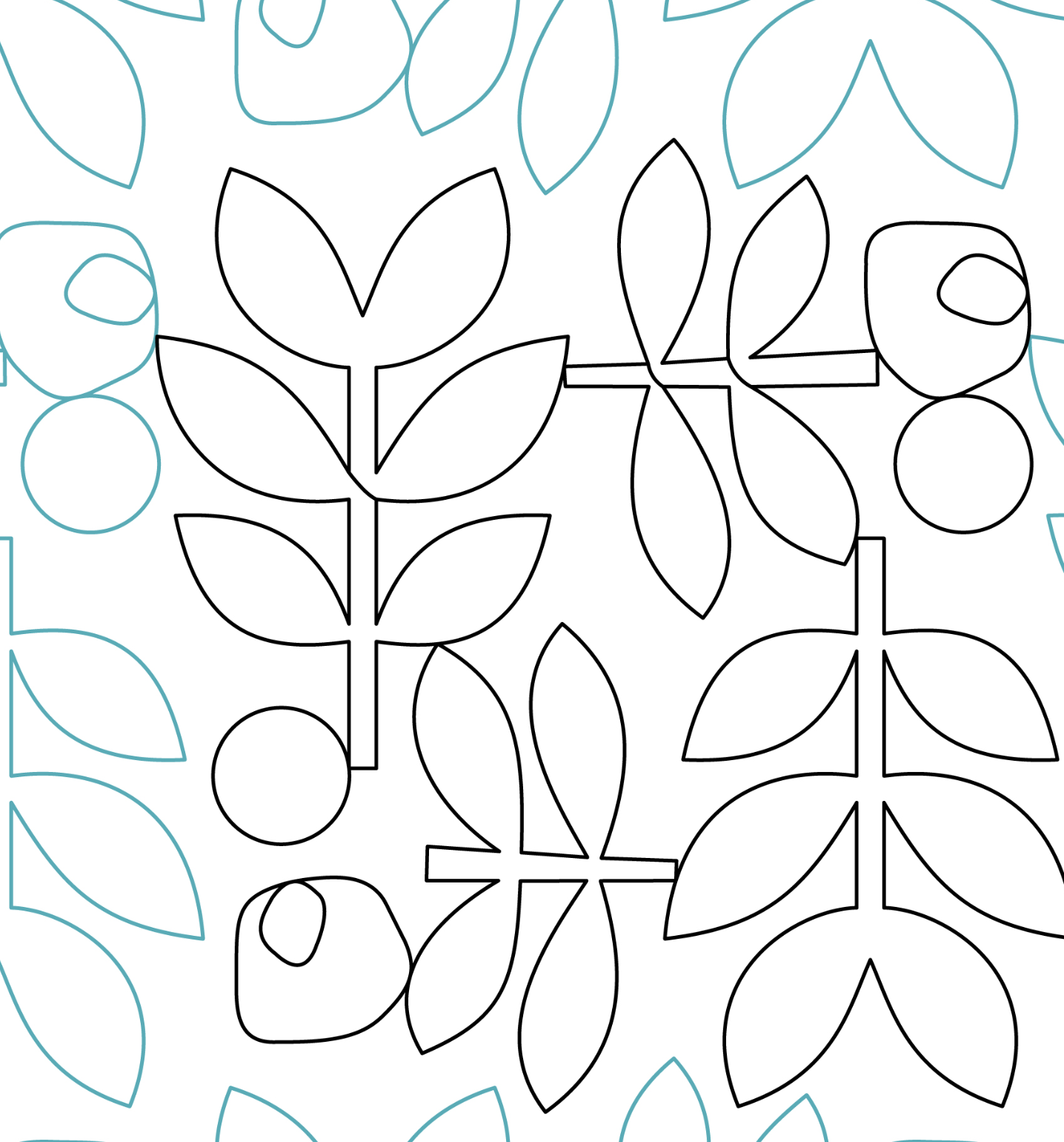 Coloring page featuring outlines of leaves and berries.