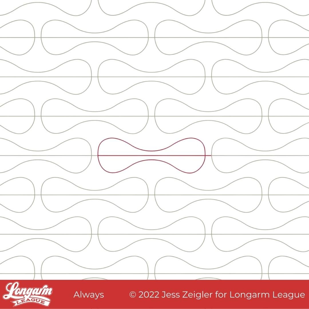 Image of a pattern with interconnected loops, with one loop outlined in red, part of a visual puzzle or eye test, containing logos and text at the bottom.