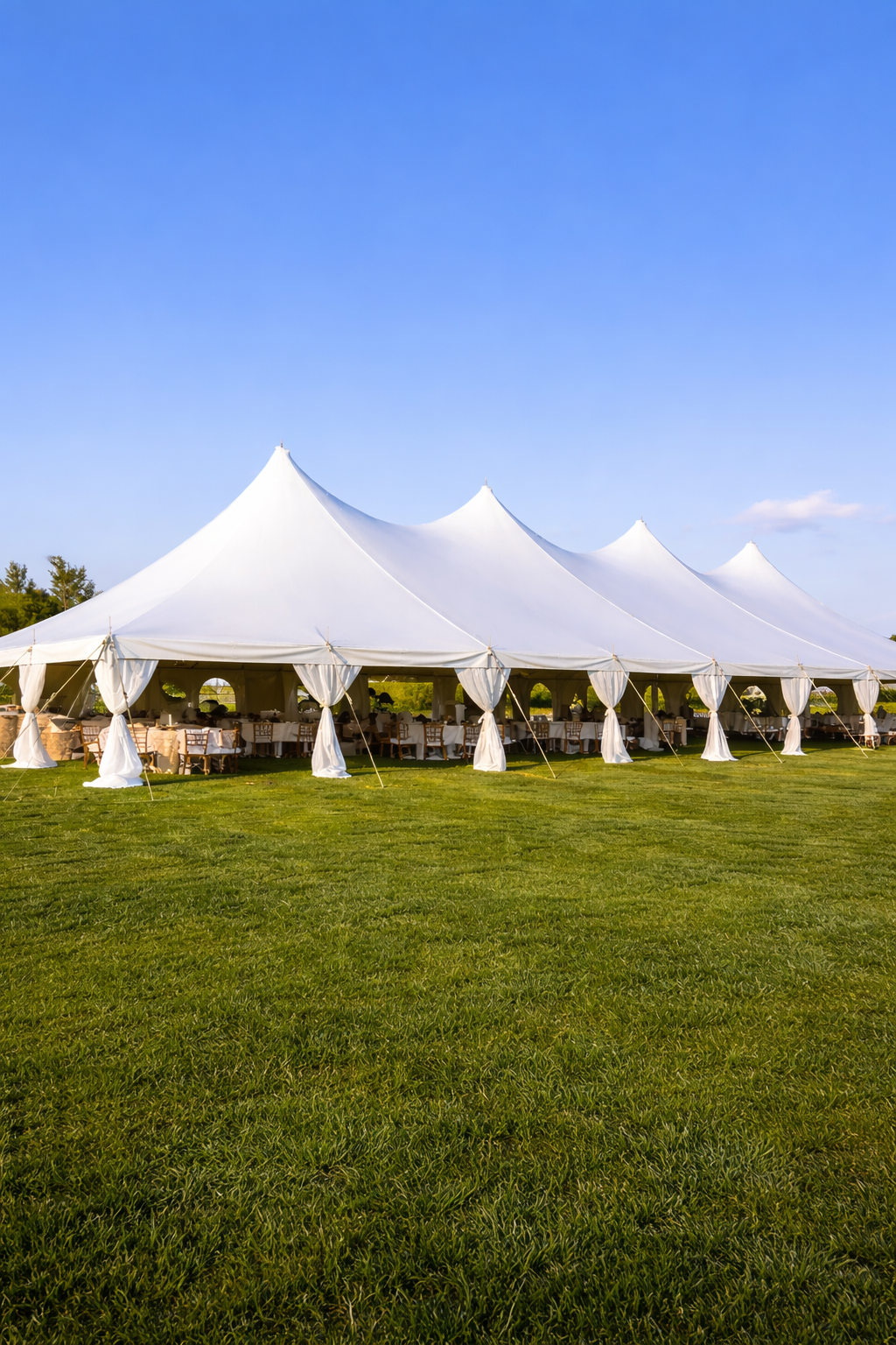 Backyard tent rental setup in Glen Ellyn IL for a private party event