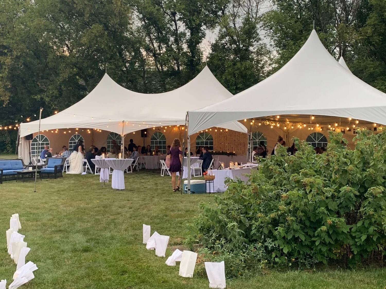 elegant backyard wedding tent setup in chicago suburbs