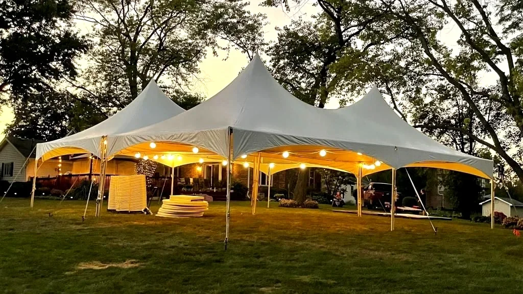 backyard tent installation in Hinsdale IL by Dupage tents & events