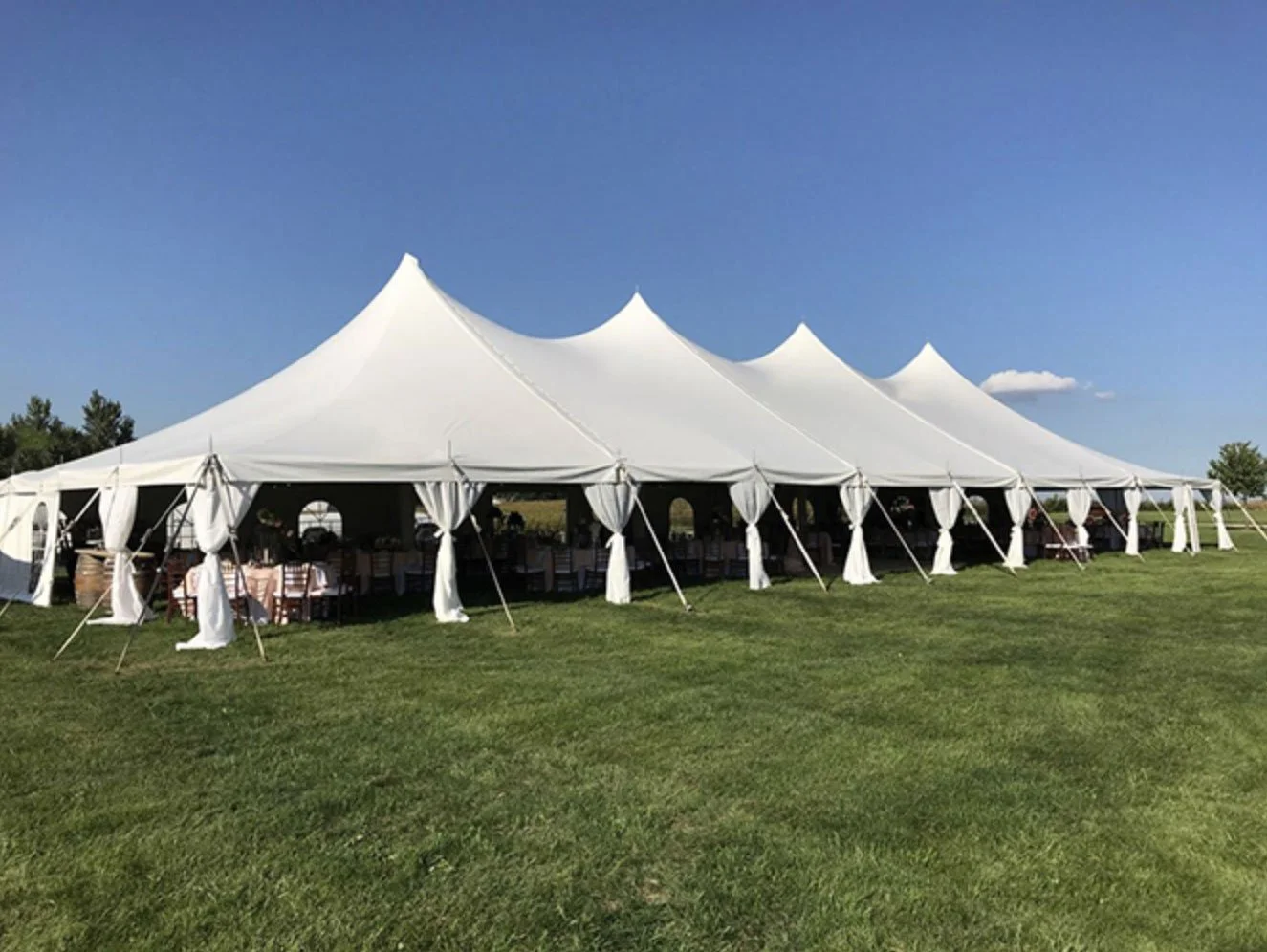 Outdoor wedding tent setup for ceremony or reception in Lombard IL