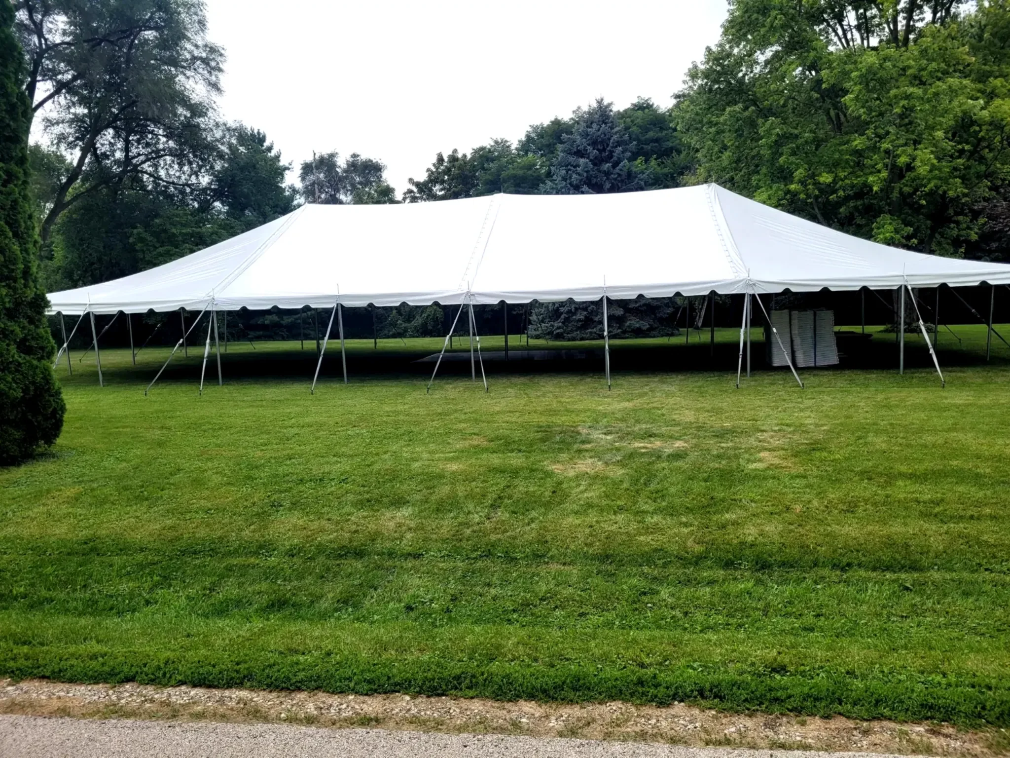 40x80 pole tent rental for wedding reception in Chicago suburbs