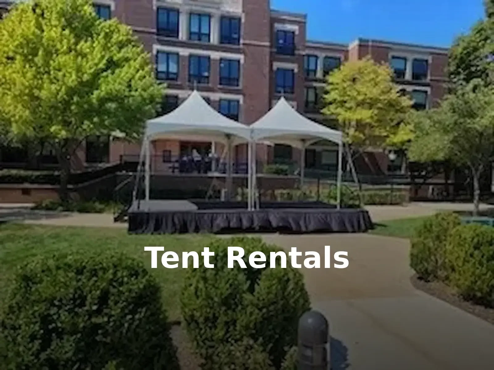 Backyard event tent rental setup in DuPage County Illinois