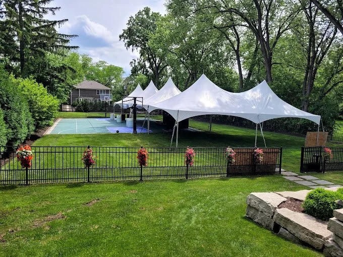 Backyard party tent rental on residential property in Downers Grove Illinois