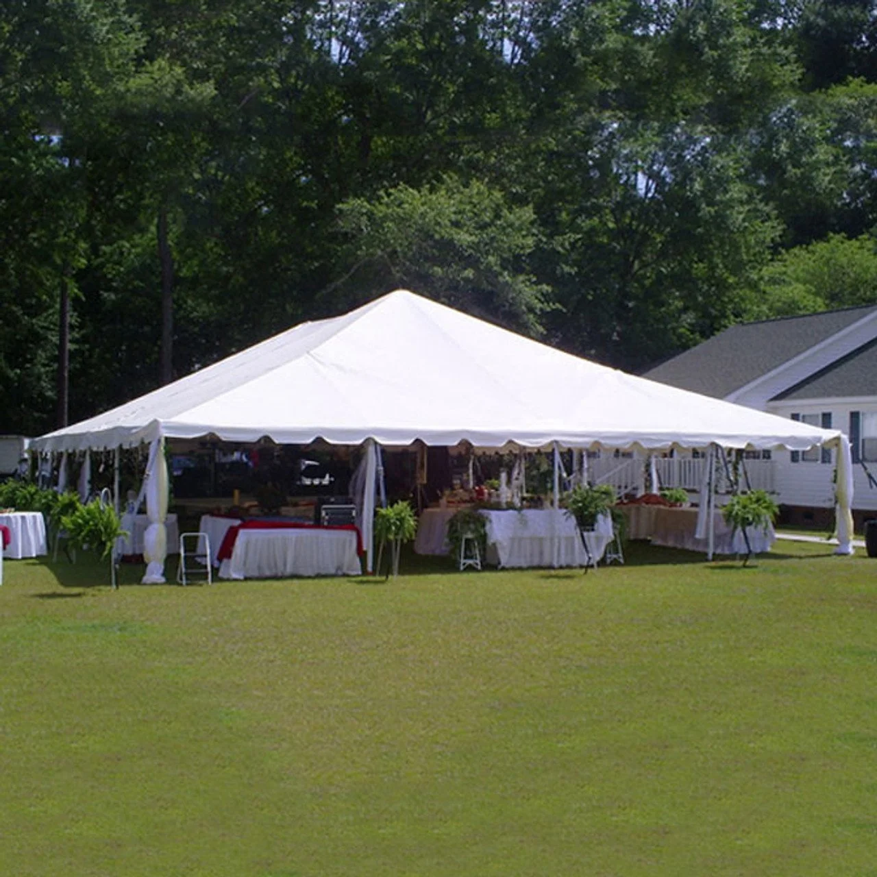 40x60 tent rental with banquet layout for private outdoor event