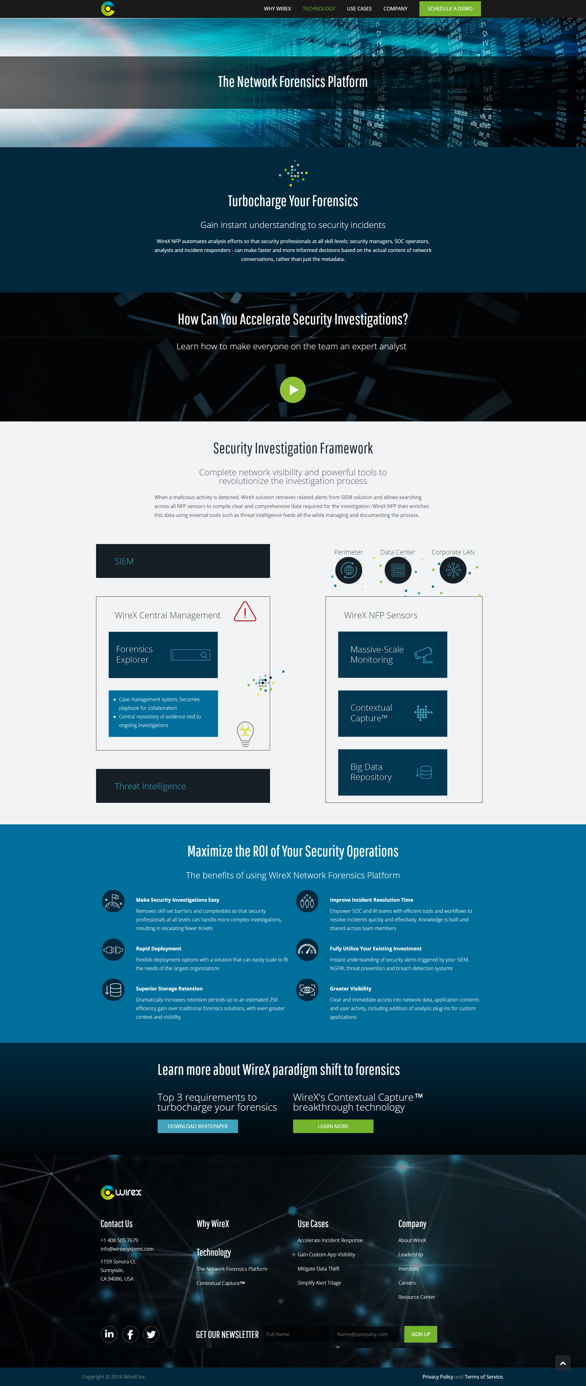 The Network Forensics Platform  WireX page screen