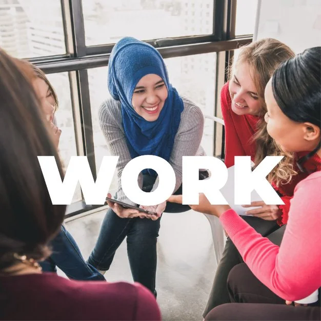 Group of woman working - text :Work