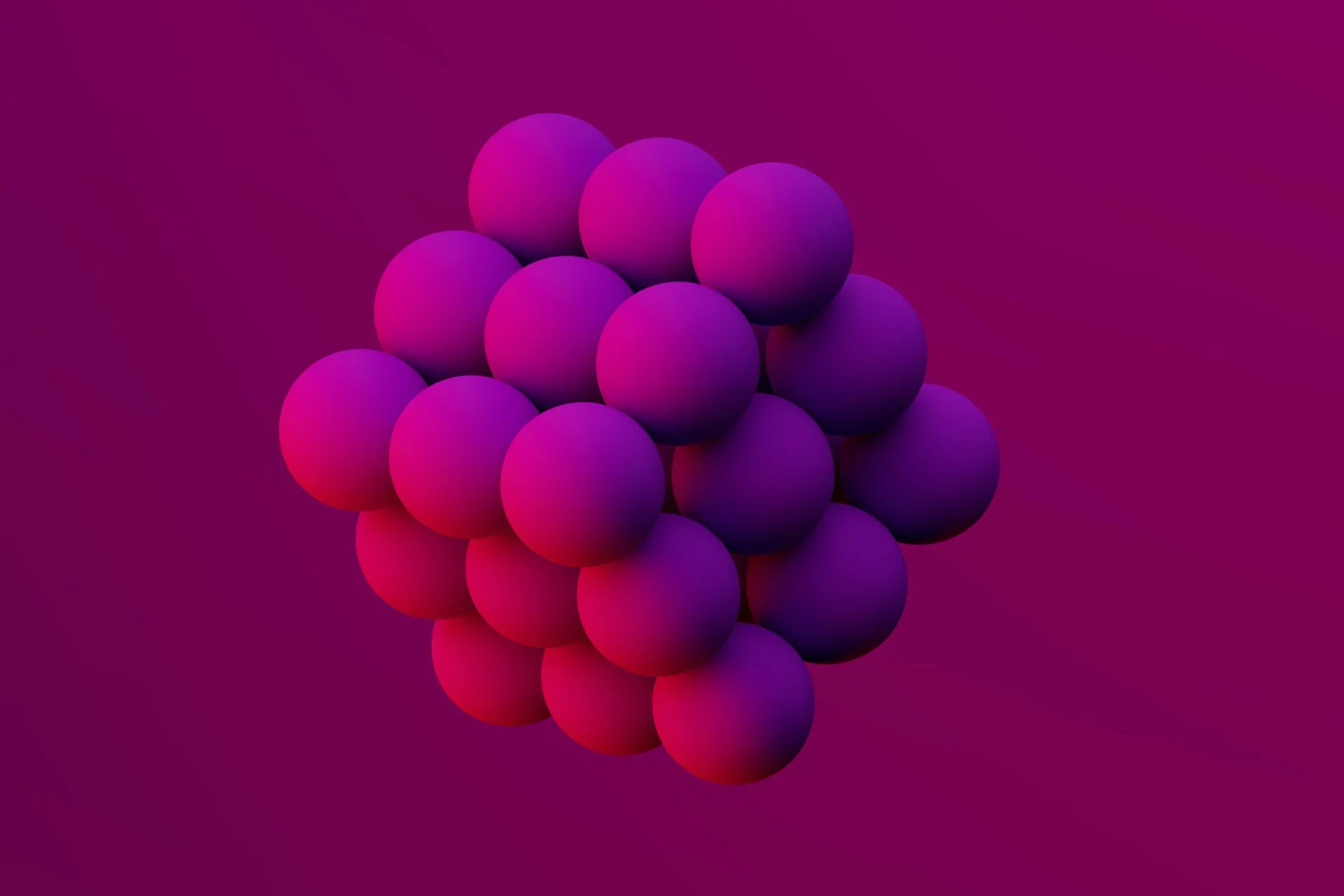 3d Cube made of balls in magenta  with word Transition