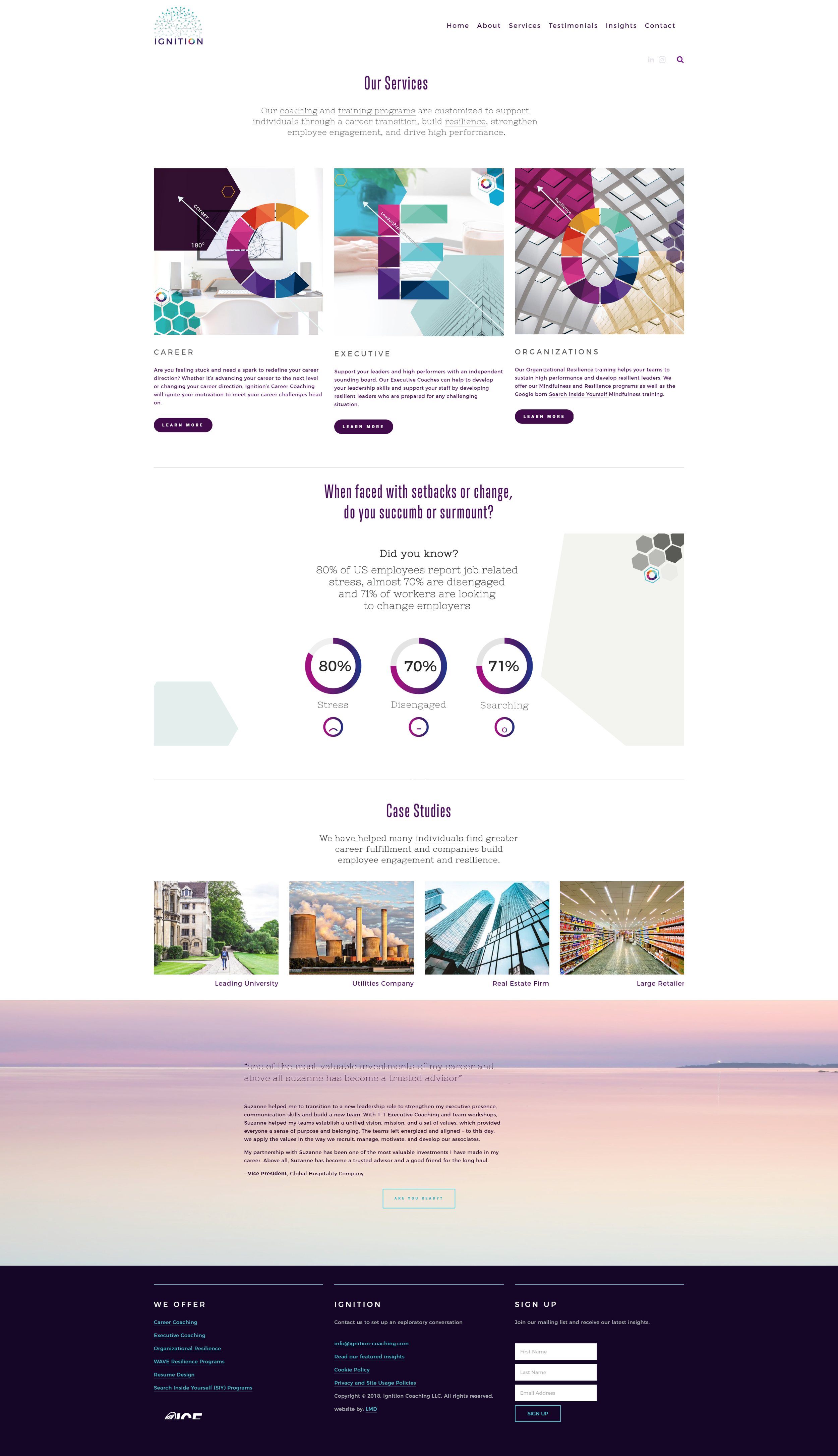 Services page - website page screen