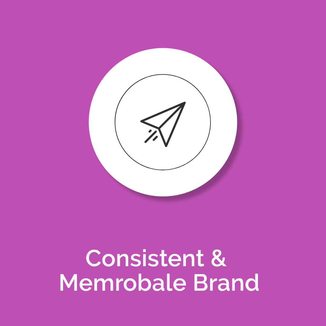 Paper Plane Icon +Title: Consistent &  Memrobale Brand