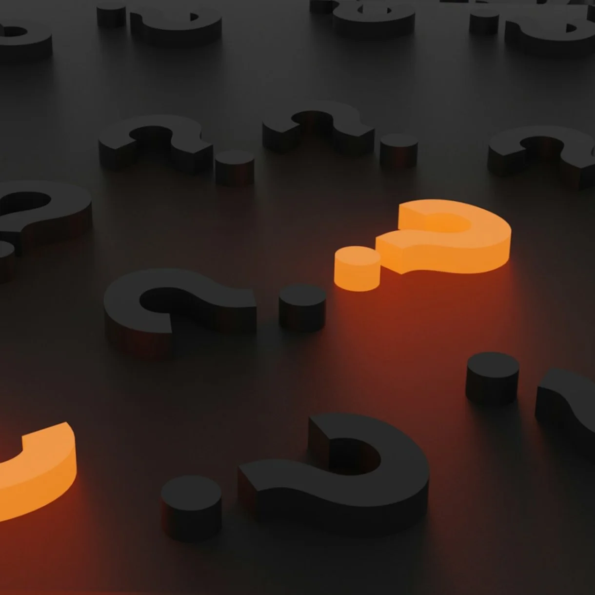 3D Question marks in orange and black