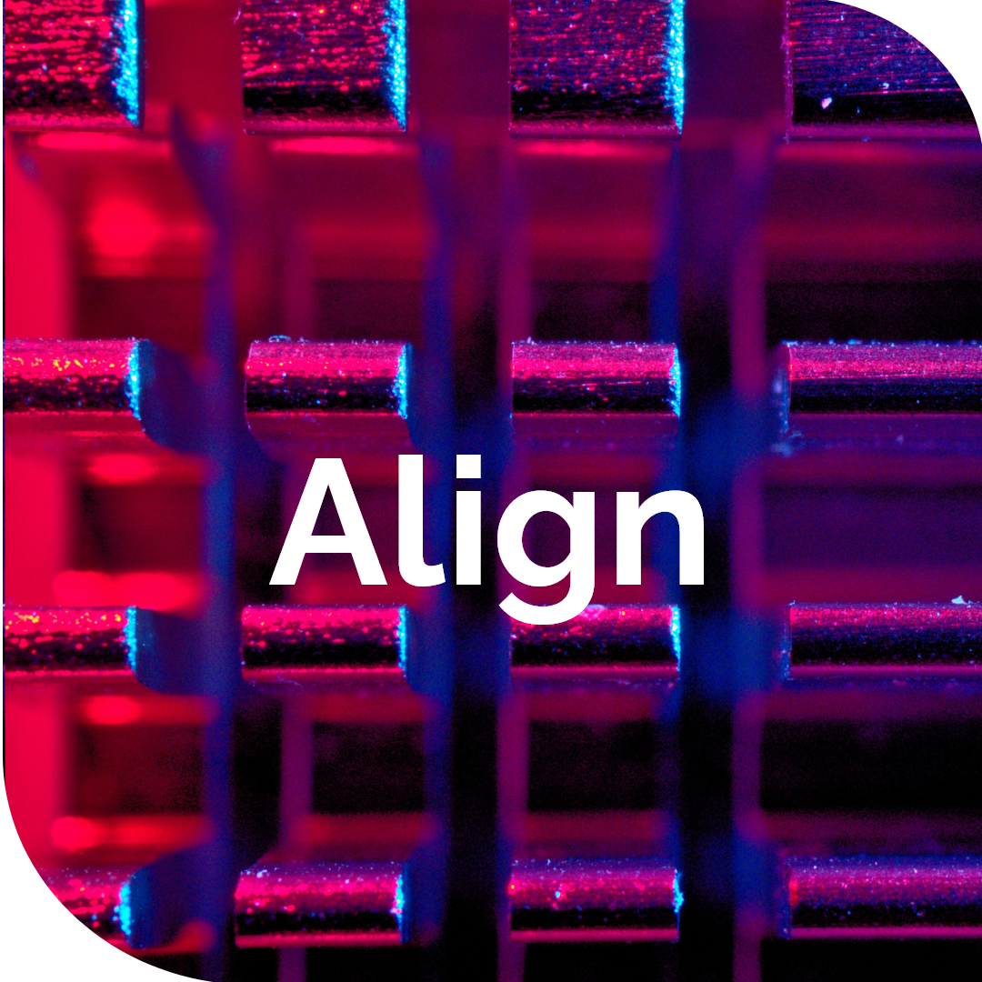 Image with colorful tech abstract grid with word Align.
