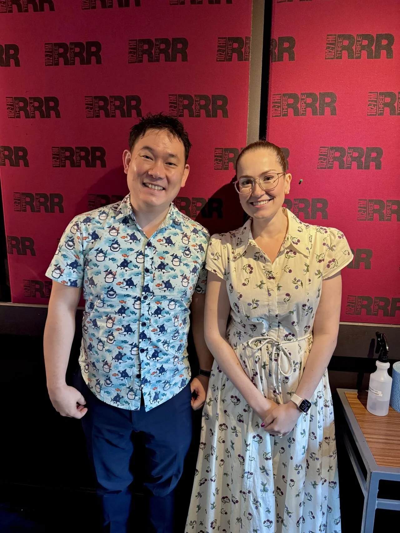 bianca and jason in front of RRR wallkpaper