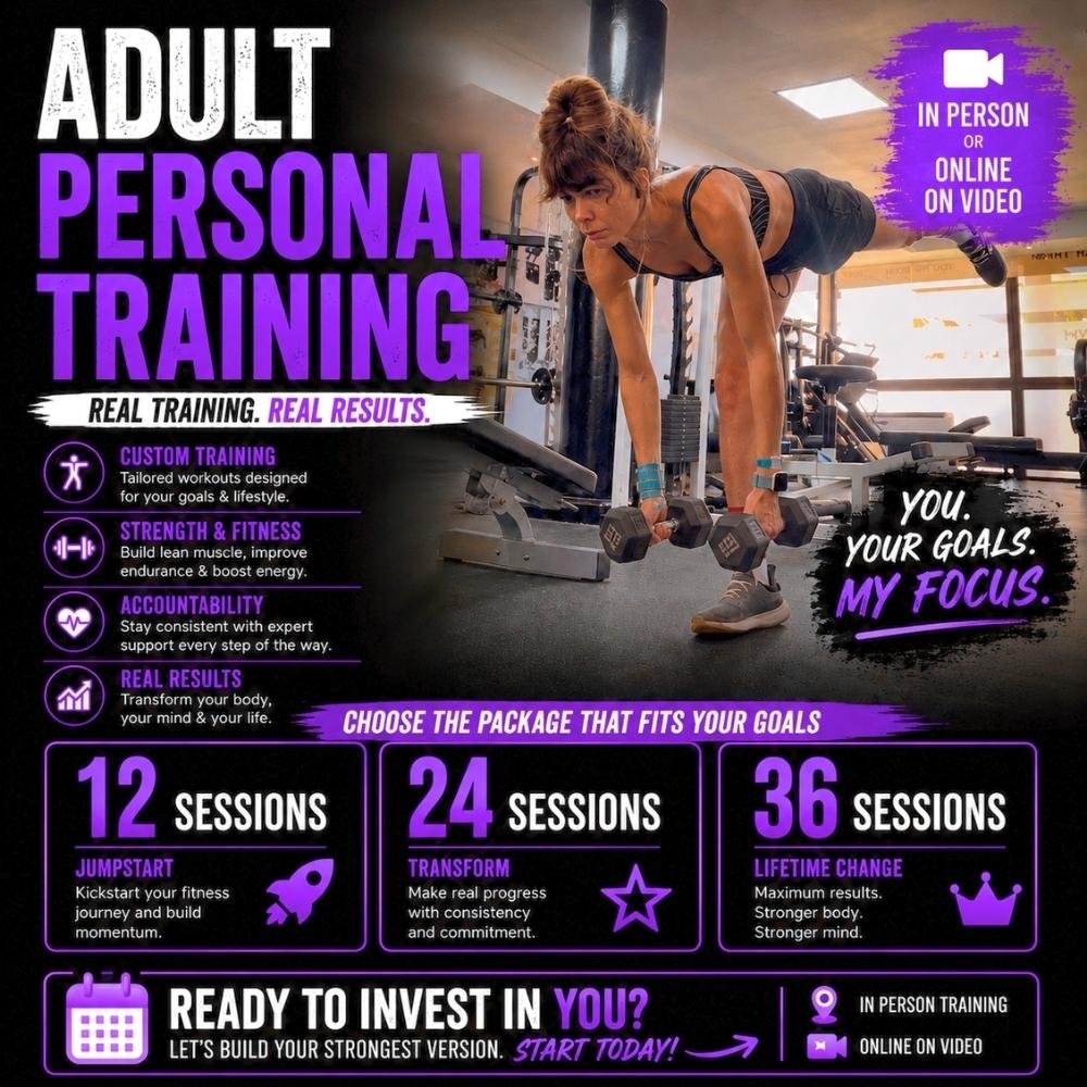 Adult Personal Training Coaching — In Person or Video