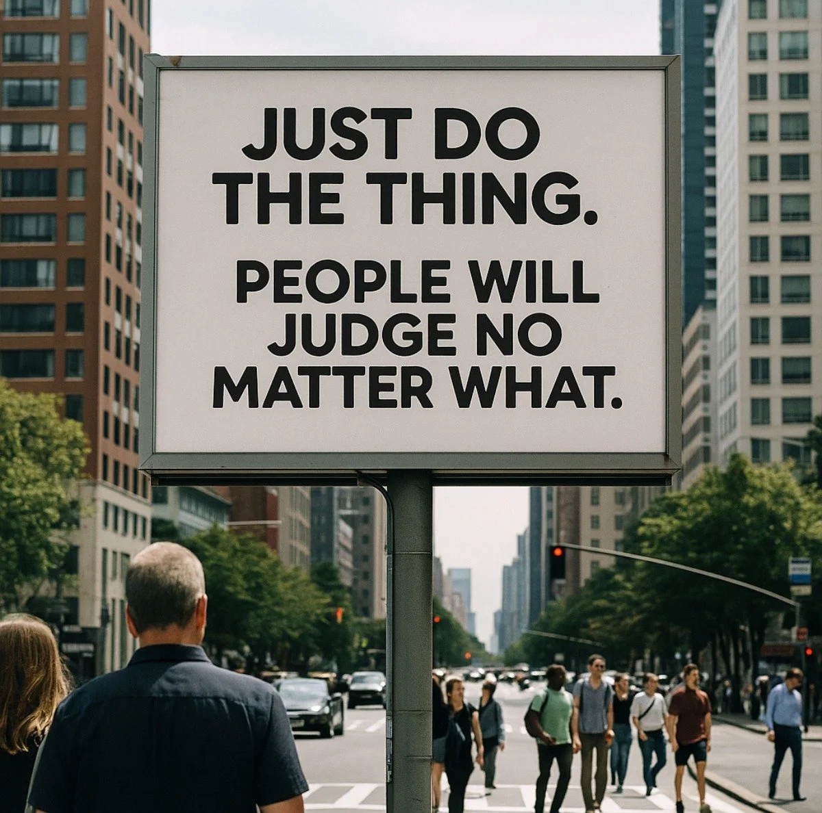 No matter what you build, 
they’ll have something to say.
Too fast. Too slow. 
Too niche. Too ambitious.
That’s the cost of motion.
Most people stay stuck 
because they’re trying to win approval 
before they’ve done anythi