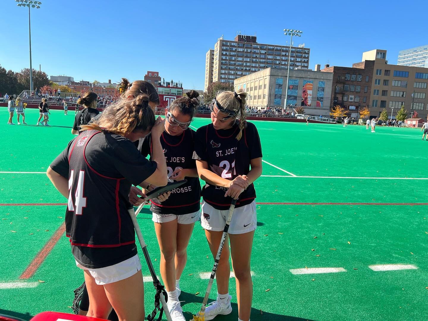 Love being on campus! Yesterday it was @templelacrosse for the Philly 5 Women&rsquo;s Lacrosse tournament.

Today, we are at @pennwomenslax for another day of fall ball. @sjuhawks_wlax dialing in with our Airborne for sideline review. Support never s