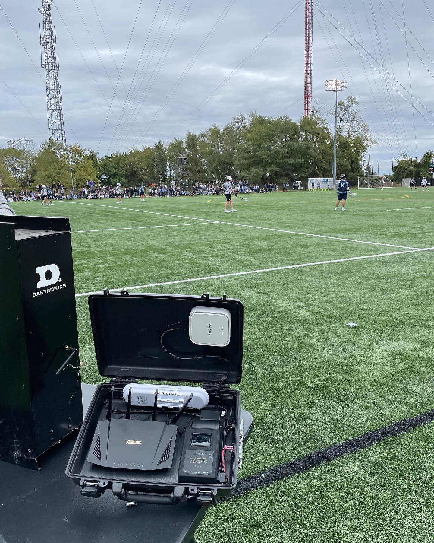 Proud to be on campus in Baltimore. A pair of partners @loyolamlax and @cusemlax on the field and using their Airbornes for sideline replay.