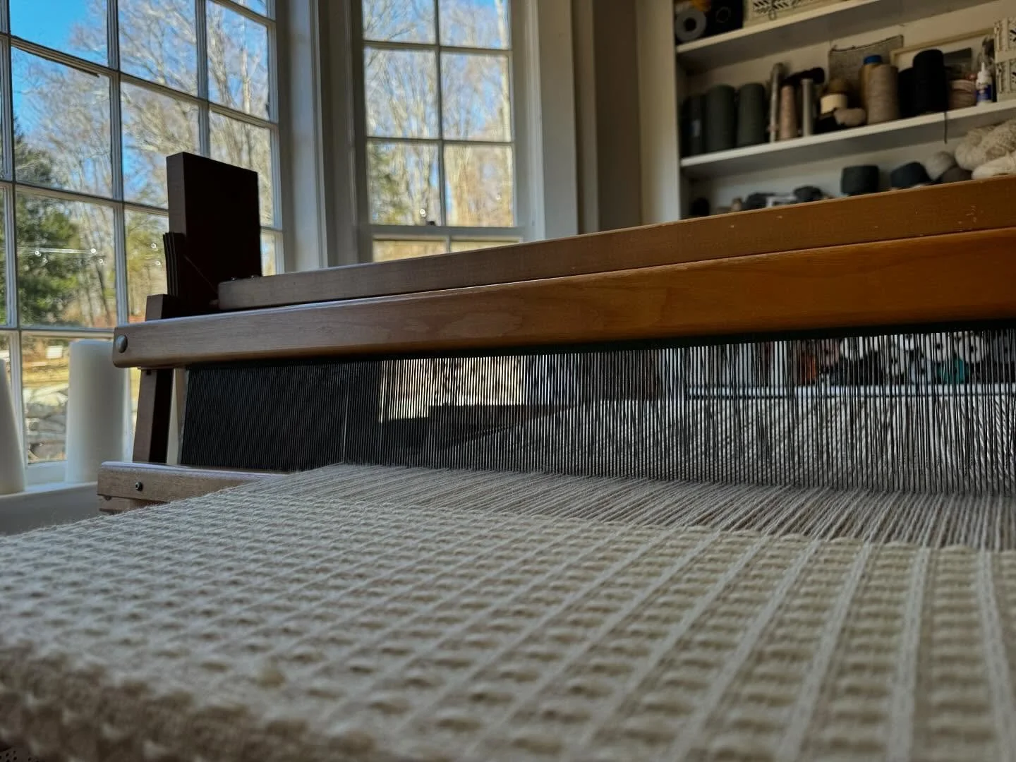 Wool waffle weave #weaving