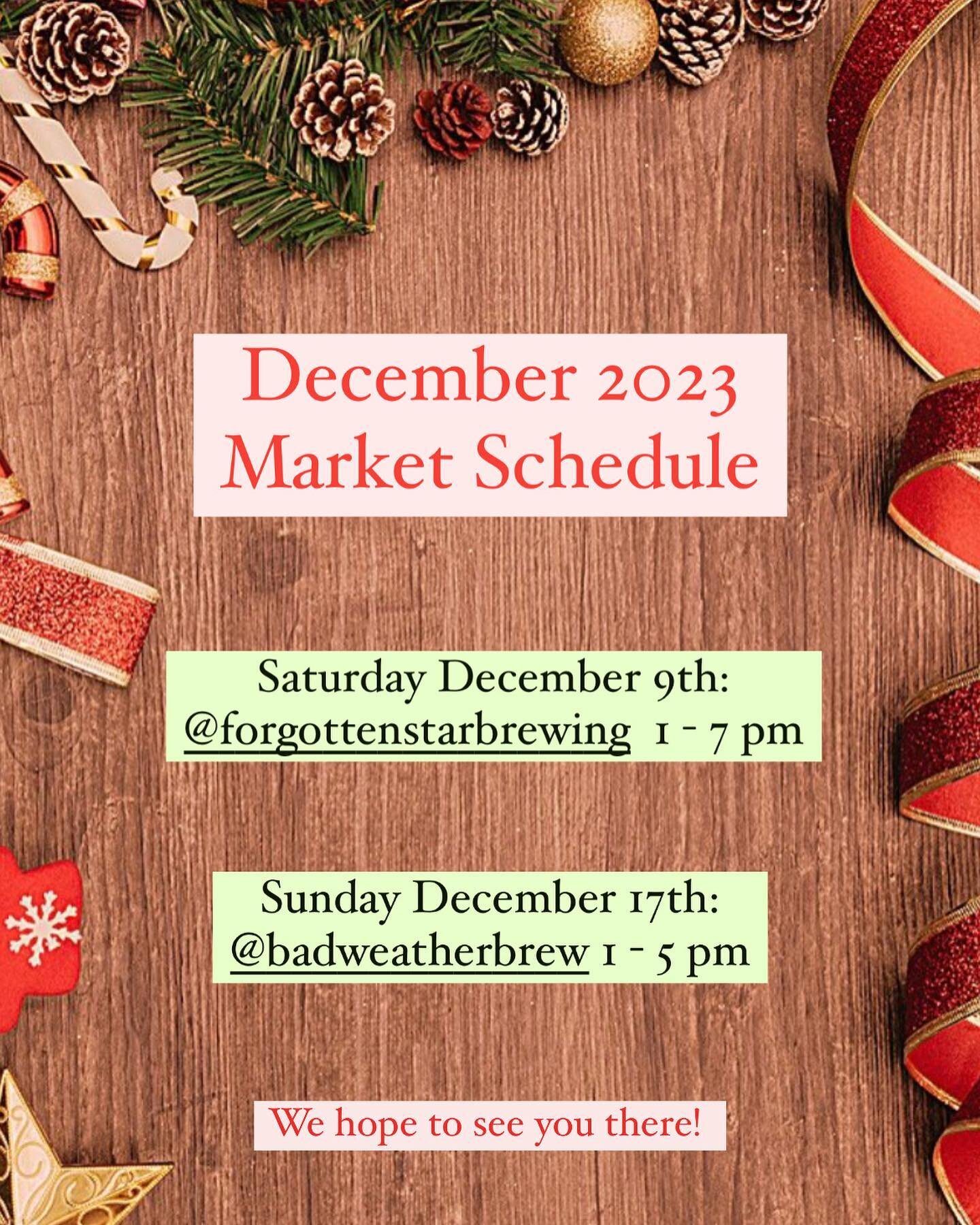 With our family getting a bit bigger this year we&rsquo;re not able to get out and see your smiling faces as much this year, but we&rsquo;re getting two more markets in before the holidays! Come see us Saturday December 9th at @forgottenstarbrewing a