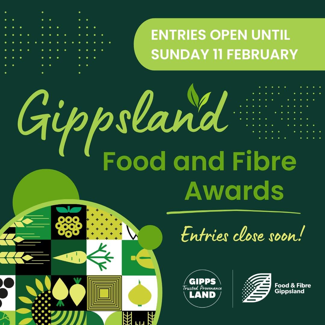 Just a few days to go until entries close for the 2024 #Gippsland Food and Fibre Awards!

Be in the running for recognition as we celebrate the achievements within our region&rsquo;s food and fibre sector. If you&rsquo;re a Gippsland agribusiness, or