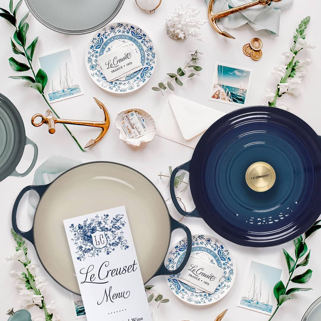 I had so much fun making this Moodboard for @lecreuset as I was following along with @dominomag and my fav @verryrobin_co ...so if I was styling a stunning Agave Dutch Oven, I would likely pair with some of my nautical pieces because the rich color r