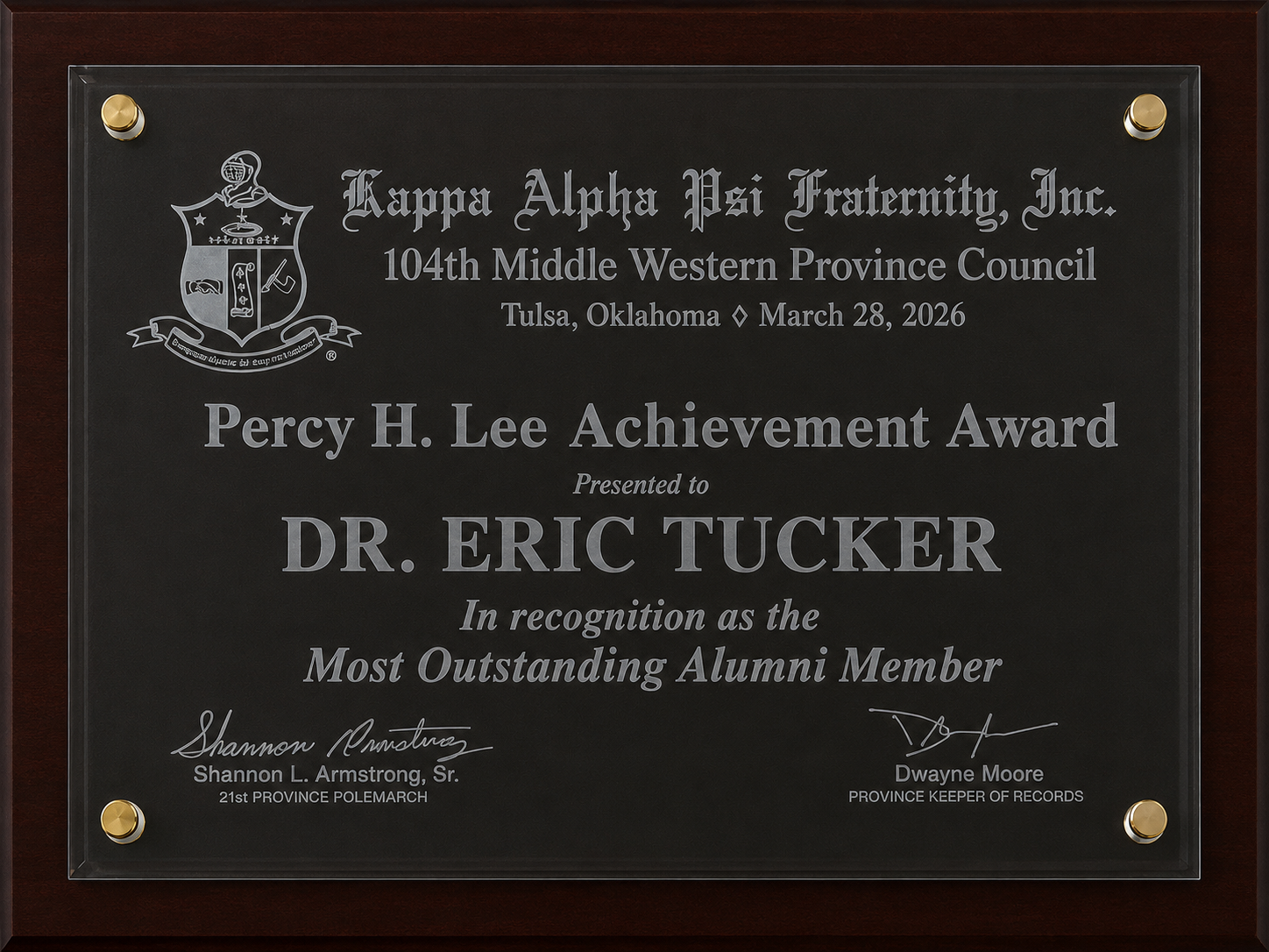 Percy H. Lee Achievement Award plaque