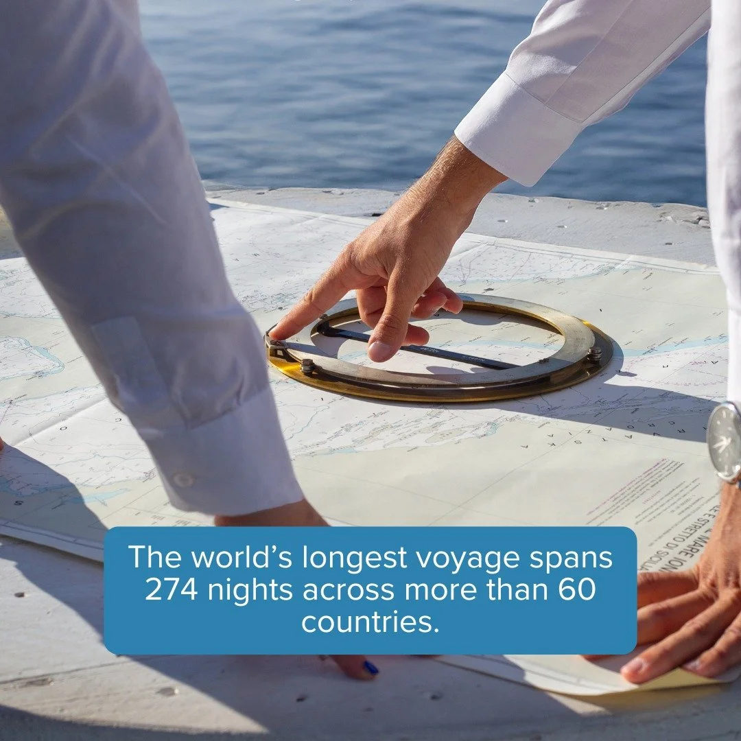 Cruise Journeys: The world&rsquo;s longest voyage spans 274 nights across more than 60 countries - a true odyssey at sea.

#LoveCruise #CruiseBeyondTheOrdinary #OceanJourneys #NationalTravel