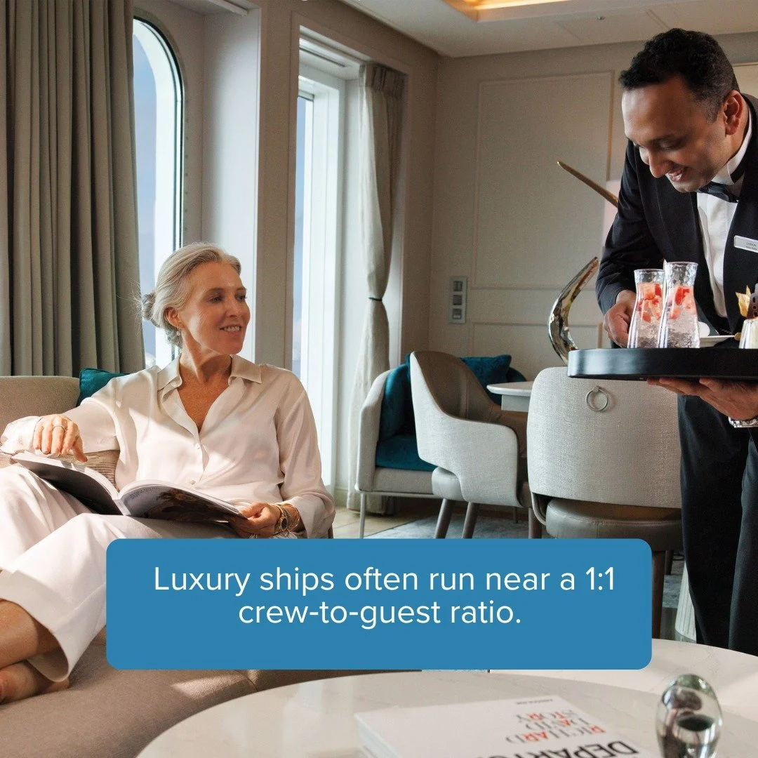 Luxury Journeys: On the world&rsquo;s most refined ships, service feels almost intuitive.

With a near 1:1 crew-to-guest ratio, every detail is anticipated, creating a journey where comfort, elegance, and care sail hand in hand.

#LoveCruise #CruiseB