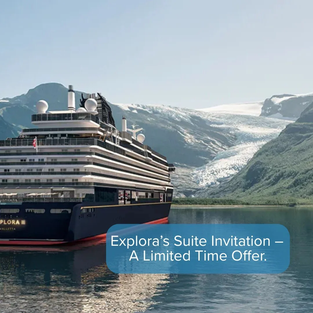 🛳️ Explora Journeys: A Suite Invitation

For travellers who love quiet luxury at sea, this limited time offer is your invitation to sail in refined comfort, with exceptional value on selected journeys. New reservations only and subject to availabili