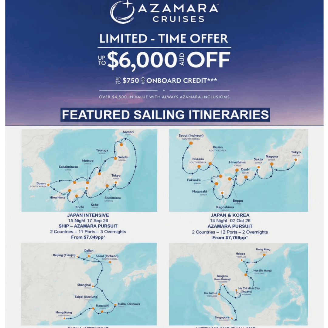 Azamara Flash Sale | Asia Intensive Voyages