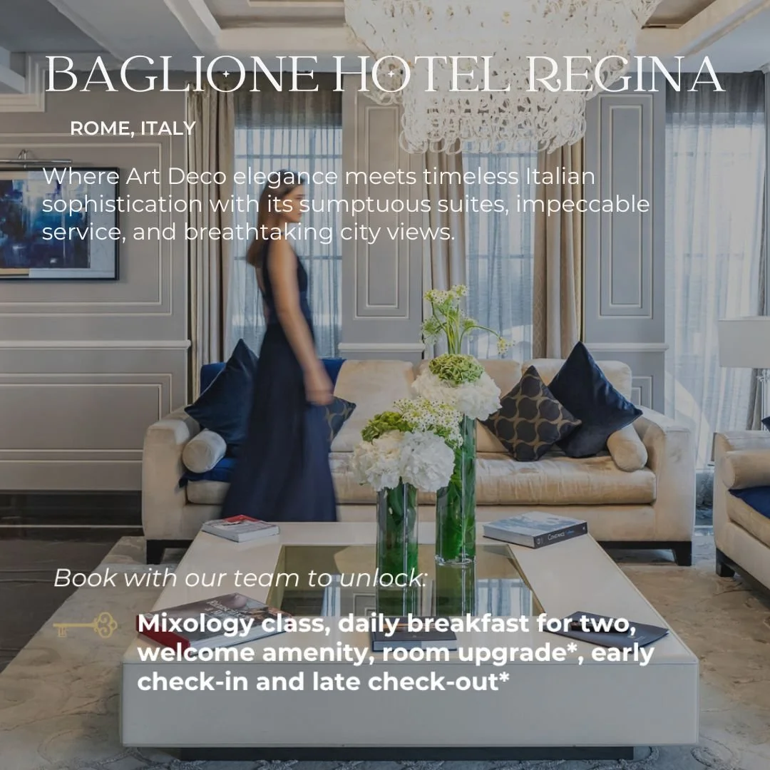 Experience timeless Italian elegance in the heart of Rome at Baglioni Hotel Regina, where refined Art Deco style, luxurious suites and attentive service create an unforgettable stay.

Book with National Travel and enjoy exclusive privileges including