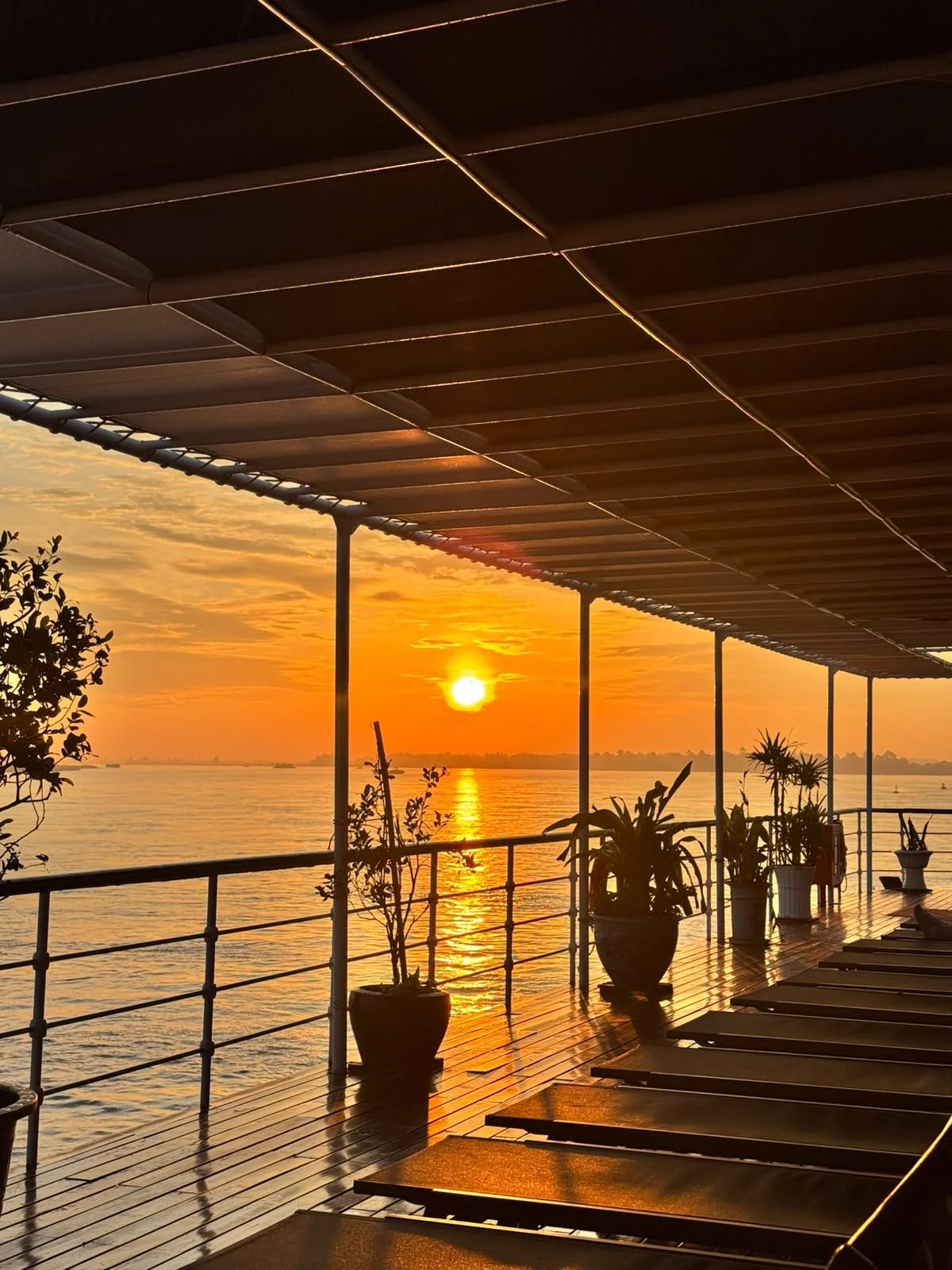 Sunset from the deck of AmaLotus on the Mekong River