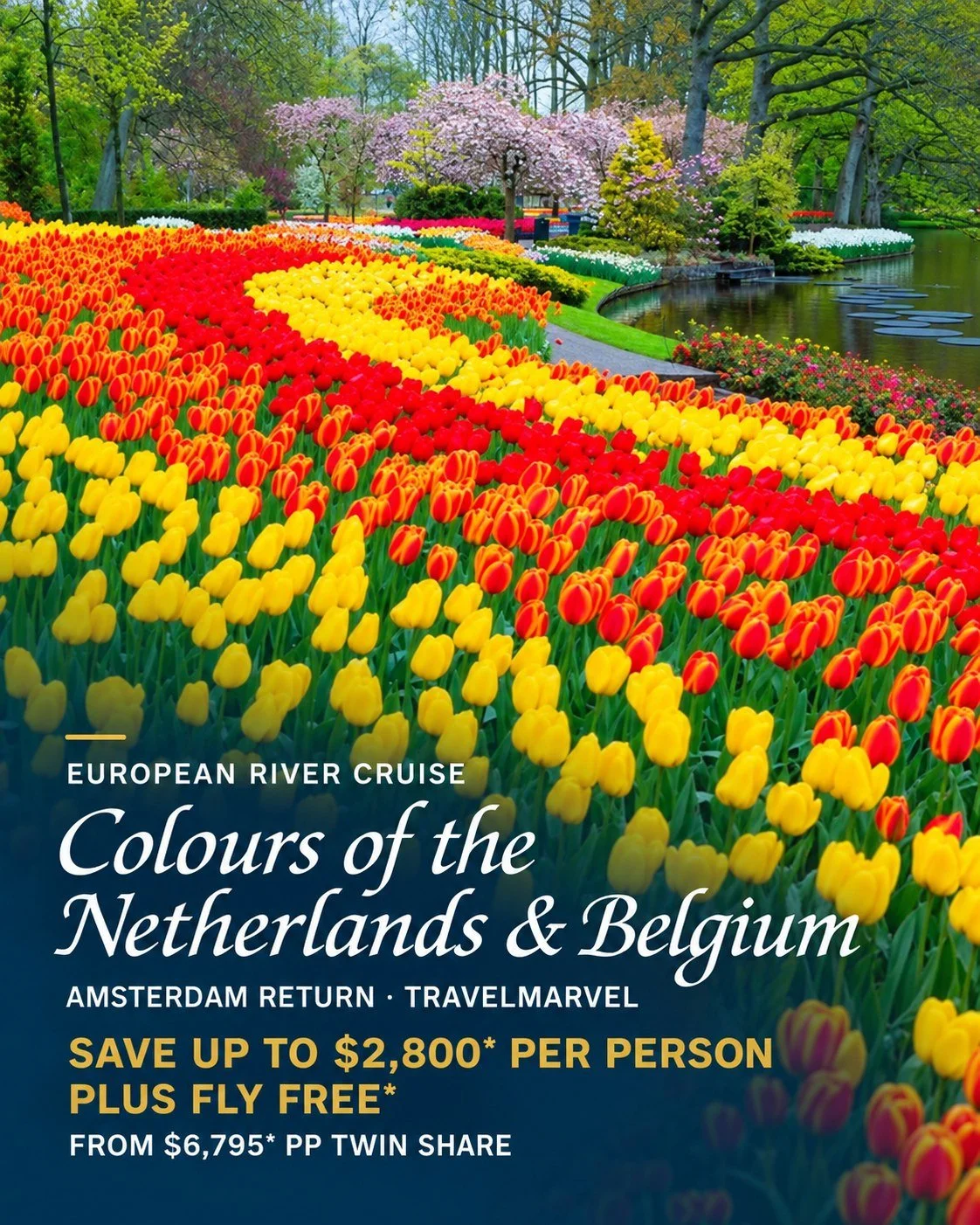 See the Netherlands and Belgium in full colour with Travelmarvel.

Cruise between historic cities, traditional windmills and picturesque riverside towns, with visits to Amsterdam, Ghent and Antwerp. Discover the World Heritage-listed windmills of Kin