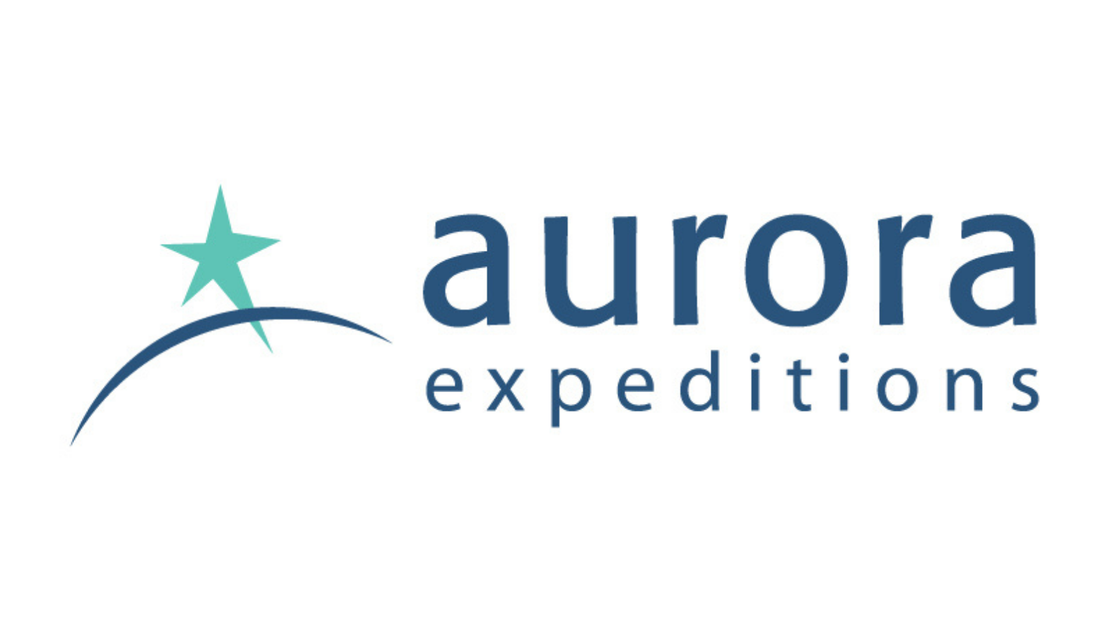 Aurora Expeditions logo featuring a teal star and a blue curved line with the text 'aurora expeditions' in blue.